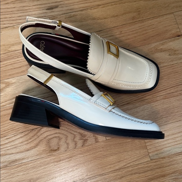 NEW WITH BOX: Sarto by Franco Sarto Gianna White Slingback Loafer, Size 9 - Picture 5 of 5